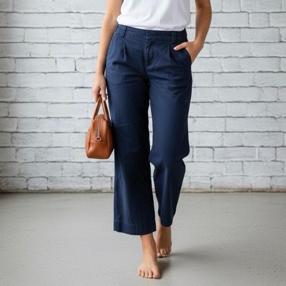 J.Crew Chino City Fit Pants Women’s 4S Navy Blue 100% Cotton‎